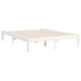 Double bed frame with white solid wood headboard by , Beds and slatted bases - Ref: Foro24-3193702, Price: 138,01 €, Discount: %