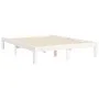 Double bed frame with white solid wood headboard by , Beds and slatted bases - Ref: Foro24-3193702, Price: 136,25 €, Discount: %