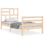 Single bed frame with solid wood headboard by , Beds and slatted bases - Ref: Foro24-3194856, Price: 93,59 €, Discount: %