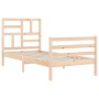 Single bed frame with solid wood headboard by , Beds and slatted bases - Ref: Foro24-3194856, Price: 93,59 €, Discount: %