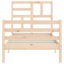 Single bed frame with solid wood headboard by , Beds and slatted bases - Ref: Foro24-3194856, Price: 93,59 €, Discount: %