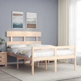 Double bed for seniors with solid wood headboard by , Beds and slatted bases - Ref: Foro24-3195321, Price: 129,34 €, Discount: %