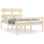 Double bed for seniors with solid wood headboard by , Beds and slatted bases - Ref: Foro24-3195321, Price: 129,34 €, Discount: %