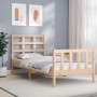 Single bed frame with solid wood headboard by , Beds and slatted bases - Ref: Foro24-3192061, Price: 88,63 €, Discount: %