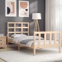 Single bed frame with solid wood headboard by , Beds and slatted bases - Ref: Foro24-3192061, Price: 88,63 €, Discount: %