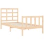 Single bed frame with solid wood headboard by , Beds and slatted bases - Ref: Foro24-3192061, Price: 88,63 €, Discount: %
