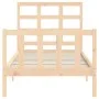 Single bed frame with solid wood headboard by , Beds and slatted bases - Ref: Foro24-3192061, Price: 84,98 €, Discount: %