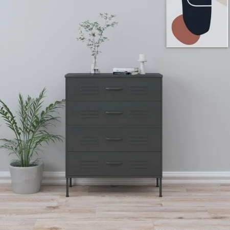 Armario de cajones de acero gris antracita 80x35x101,5 cm de , Cajoneras - Ref: Foro24-336204, Precio: 175,70 €, Descuento: %