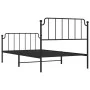 Bed frame with headboard and black metal footboard 107x203cm by , Beds and slatted bases - Ref: Foro24-373901, Price: 80,42 €...