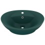 Lavabo lujo con rebosadero cerámica verde oscuro 58,5x39 cm
