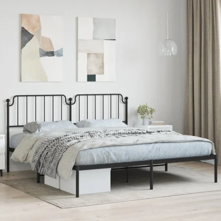 Bed frame with black metal headboard 183x213 cm by , Beds and slatted bases - Ref: Foro24-373892, Price: 104,42 €, Discount: %
