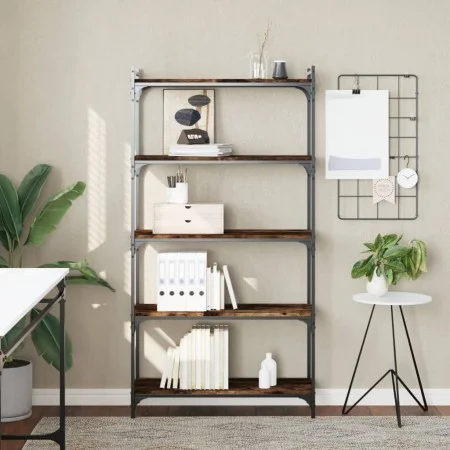 Bookcase with 5 shelves engineered wood smoked oak 80x30x154cm by , Bookcases and shelves - Ref: Foro24-837679, Price: 49,97 ...
