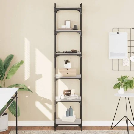 Bookcase with 6 shelves Sonoma gray engineered wood 40x30x188 cm by , Bookcases and shelves - Ref: Foro24-837645, Price: 59,7...