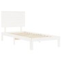 Weißer Bettrahmen aus Massivholz mit Kopfteil von , Betten und Lattenroste - Ref: Foro24-3193627, Preis: 119,34 €, Rabatt: %