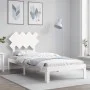 White solid wood bed frame with headboard by , Beds and slatted bases - Ref: Foro24-3193692, Price: 102,23 €, Discount: %