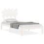 White solid wood bed frame with headboard by , Beds and slatted bases - Ref: Foro24-3193692, Price: 104,82 €, Discount: %