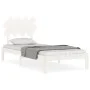 White solid wood bed frame with headboard by , Beds and slatted bases - Ref: Foro24-3193692, Price: 102,23 €, Discount: %