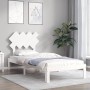 Weißer Bettrahmen aus Massivholz mit Kopfteil von , Betten und Lattenroste - Ref: Foro24-3193692, Preis: 104,82 €, Rabatt: %