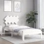 White solid wood bed frame with headboard by , Beds and slatted bases - Ref: Foro24-3193692, Price: 102,23 €, Discount: %