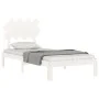 White solid wood bed frame with headboard by , Beds and slatted bases - Ref: Foro24-3193692, Price: 102,23 €, Discount: %