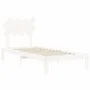 White solid wood bed frame with headboard by , Beds and slatted bases - Ref: Foro24-3193692, Price: 102,23 €, Discount: %