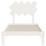 White solid wood bed frame with headboard by , Beds and slatted bases - Ref: Foro24-3193692, Price: 102,23 €, Discount: %