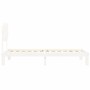White solid wood bed frame with headboard by , Beds and slatted bases - Ref: Foro24-3193692, Price: 104,82 €, Discount: %