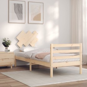 Estructura de cama individual con cabecero madera maciza