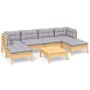 7-piece garden furniture set with gray pine wood cushions by , Garden sets - Ref: Foro24-3097084, Price: 501,30 €, Discount: %