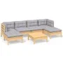 7-piece garden furniture set with gray pine wood cushions by , Garden sets - Ref: Foro24-3097084, Price: 479,57 €, Discount: %
