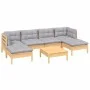 7-piece garden furniture set with gray pine wood cushions by , Garden sets - Ref: Foro24-3097084, Price: 479,57 €, Discount: %