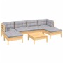 7-teiliges Gartenmöbel-Set und Kissen Zirbenholz grau von , Gartensets - Ref: Foro24-3097084, Preis: 501,51 €, Rabatt: %