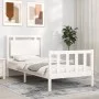 Single bed frame with white solid wood headboard by , Beds and slatted bases - Ref: Foro24-3192127, Price: 123,15 €, Discount: %