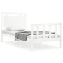 Single bed frame with white solid wood headboard by , Beds and slatted bases - Ref: Foro24-3192127, Price: 123,15 €, Discount: %