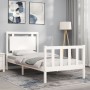 Einzelbettgestell mit weißem Massivholzkopfteil von , Betten und Lattenroste - Ref: Foro24-3192127, Preis: 121,05 €, Rabatt: %