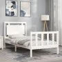 Single bed frame with white solid wood headboard by , Beds and slatted bases - Ref: Foro24-3192127, Price: 123,15 €, Discount: %