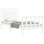 Single bed frame with white solid wood headboard by , Beds and slatted bases - Ref: Foro24-3192127, Price: 121,05 €, Discount: %