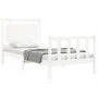 Single bed frame with white solid wood headboard by , Beds and slatted bases - Ref: Foro24-3192127, Price: 123,15 €, Discount: %