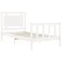 Single bed frame with white solid wood headboard by , Beds and slatted bases - Ref: Foro24-3192127, Price: 123,15 €, Discount: %