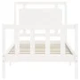 Single bed frame with white solid wood headboard by , Beds and slatted bases - Ref: Foro24-3192127, Price: 123,15 €, Discount: %