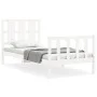 Single bed frame with white solid wood headboard by , Beds and slatted bases - Ref: Foro24-3192192, Price: 108,25 €, Discount: %