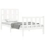 Single bed frame with white solid wood headboard by , Beds and slatted bases - Ref: Foro24-3192192, Price: 108,25 €, Discount: %