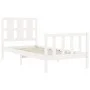 Single bed frame with white solid wood headboard by , Beds and slatted bases - Ref: Foro24-3192192, Price: 108,25 €, Discount: %