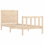 Single bed frame with solid wood headboard by , Beds and slatted bases - Ref: Foro24-3192711, Price: 111,37 €, Discount: %