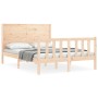 Double bed frame with solid wood headboard by , Beds and slatted bases - Ref: Foro24-3192726, Price: 172,59 €, Discount: %