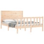 Double bed frame with solid wood headboard by , Beds and slatted bases - Ref: Foro24-3192726, Price: 172,59 €, Discount: %