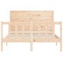 Double bed frame with solid wood headboard by , Beds and slatted bases - Ref: Foro24-3192726, Price: 172,59 €, Discount: %