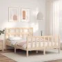 Double bed frame with solid wood headboard by , Beds and slatted bases - Ref: Foro24-3192986, Price: 160,40 €, Discount: %