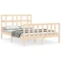 Double bed frame with solid wood headboard by , Beds and slatted bases - Ref: Foro24-3192986, Price: 160,40 €, Discount: %