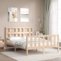 Double bed frame with solid wood headboard by , Beds and slatted bases - Ref: Foro24-3192986, Price: 152,19 €, Discount: %